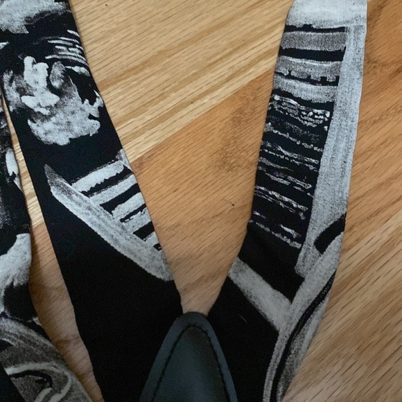 Black & White Suspenders gold tone hardware Mens Abstract print silky soft feel - Picture 5 of 5